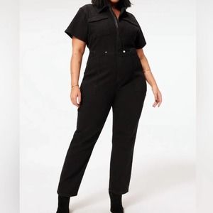 EUC Good American Fit For Success Jumpsuit Black Denim 7 4XL